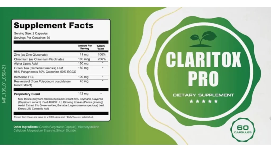 label of claritox pro